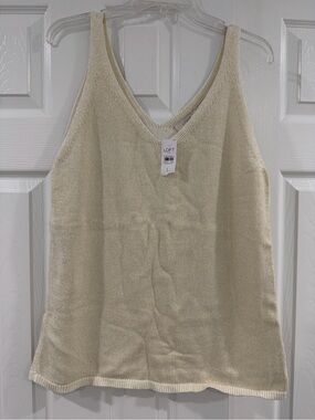 LOFT Cream V-Neck Knit Tank